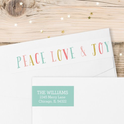 Peace Love and Joy Holiday Return Address Labels