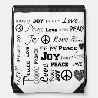 Peace, Love and Joy in Black and White Backpack