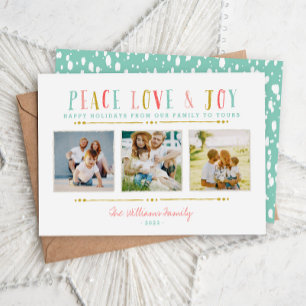 Peace Love and Joy Photo Collage Holiday Card