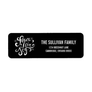 Peace Love and Joy Script Holiday Address Label