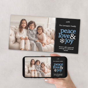 Peace Love and Joy - Simple Christmas Photo Holiday Card
