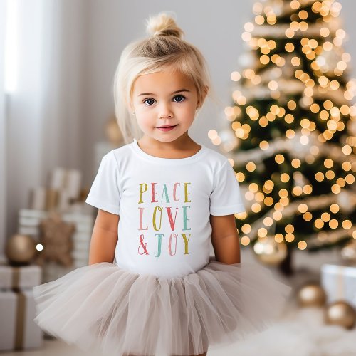Peace Love and Joy Whimsical Holiday Baby T_Shirt