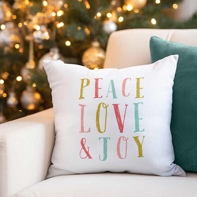 Peace Love and Joy Whimsical Holiday Pillow (Creator Uploaded)