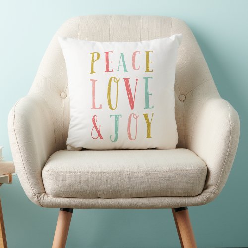 Peace Love and Joy Whimsical Holiday Pillow