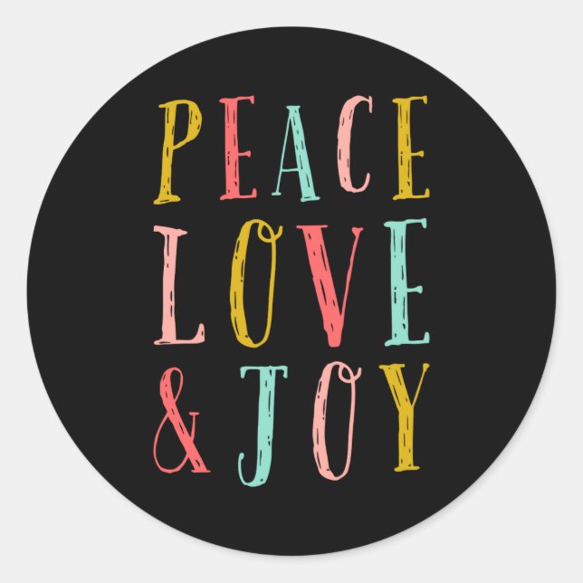 Peace Love And Joy Whimsical Holiday Toddler  Classic Round Sticker (Front)