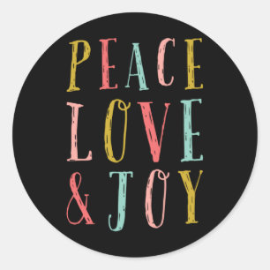 Peace Love And Joy Whimsical Holiday Toddler  Classic Round Sticker