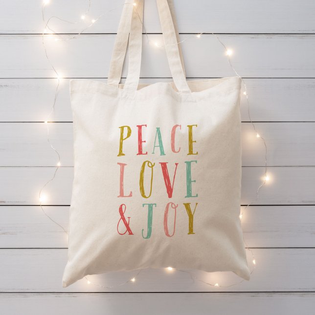 Peace Love and Joy Whimsical Holiday Tote (Creator Uploaded)