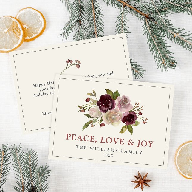 Peace Love and Joy Winter Bouquet Holiday Card (Creator Uploaded)