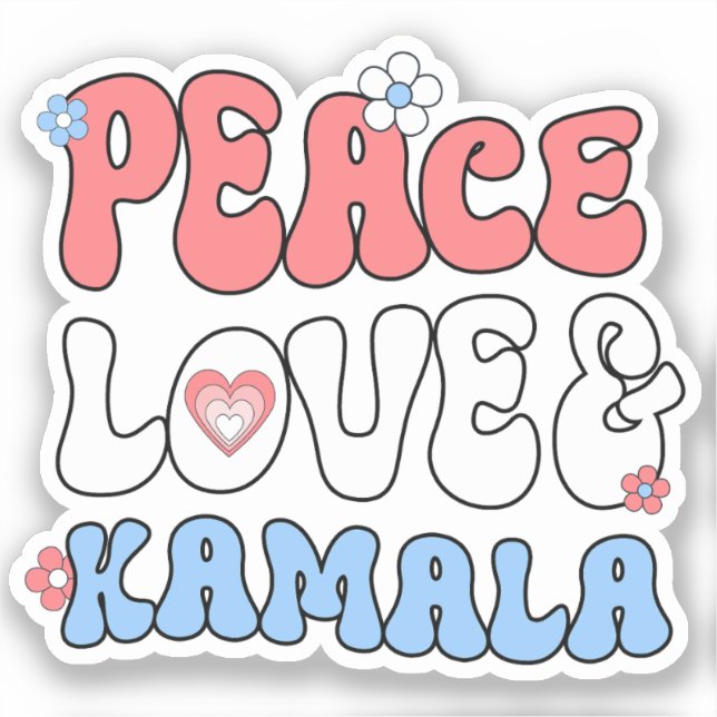 Peace Love and Kamala Harris 2024 Sticker (Front)