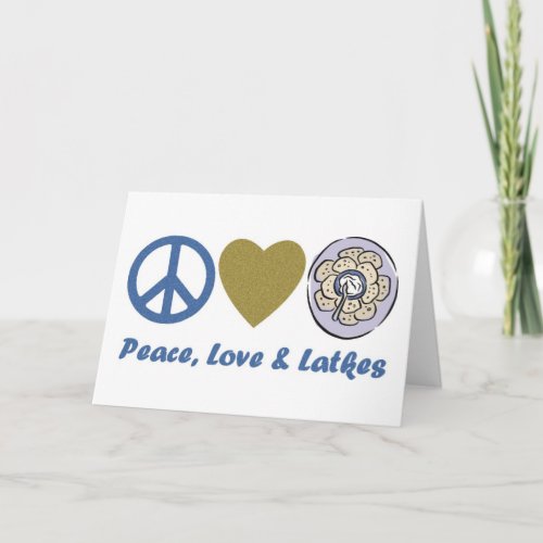 Peace Love and Latkes Hanukkah Tees and Gifts Holiday Card