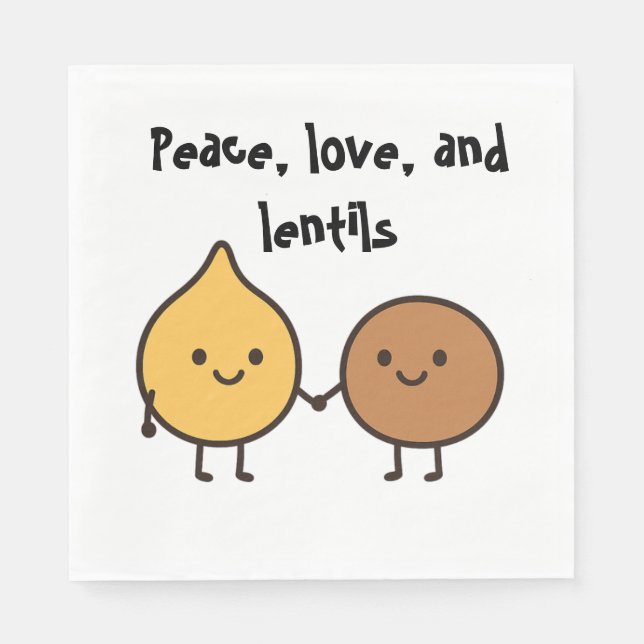 Peace, Love, and Lentils – Funny Vegan Design with Napkins (Front)