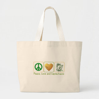 Peace, Love and Leprechauns Large Tote Bag