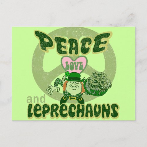 Peace Love and Leprechauns Postcard