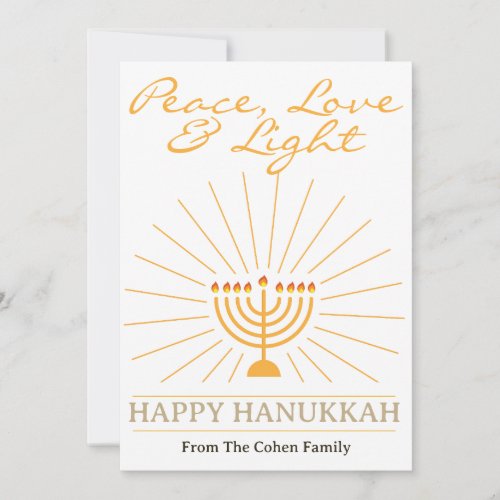 Peace Love and Light  Hanukkah family photo  Holiday Card