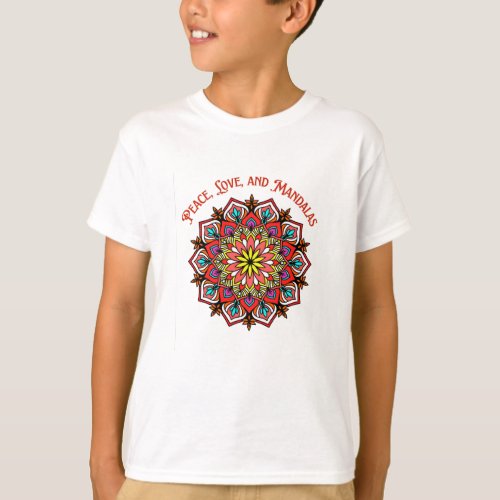Peace Love and Mandalas Colorful Mandala T_Shirt