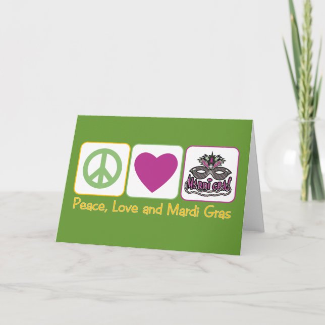 Peace, Love and Mardi Gras Card (Front)