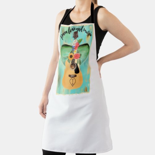 Peace Love and Music Apron