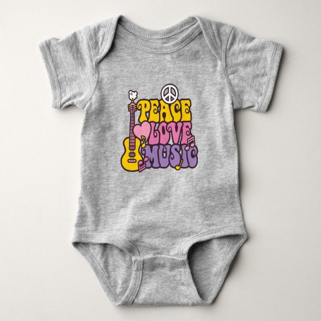 Peace, Love, And Music Baby Bodysuit (Front)
