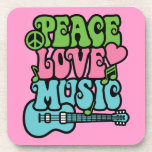 Peace, Love And Music Beverage Coaster at Zazzle