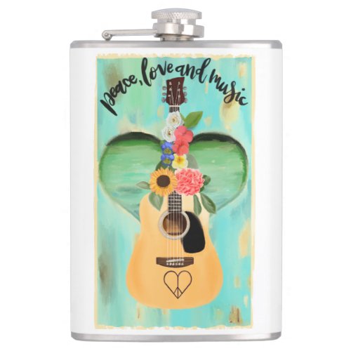 Peace Love and Music Flask