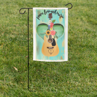 Peace, Love, and Music Garden Flag