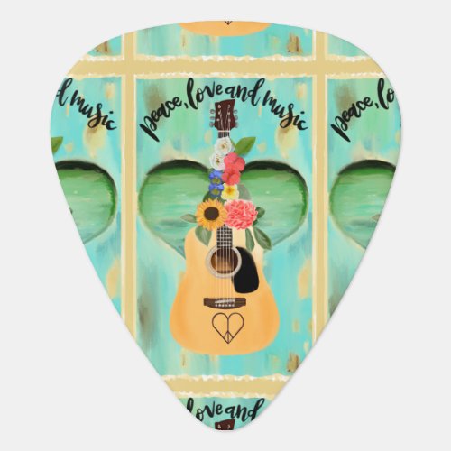 Peace Love and Music Guitar Pick