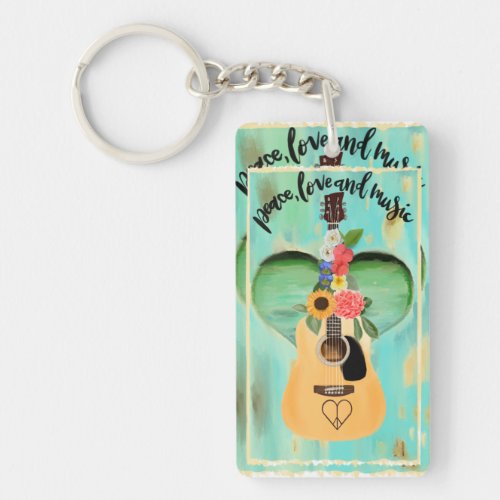 Peace Love and Music Keychain