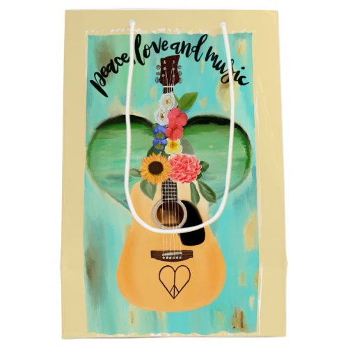 Peace Love and Music Medium Gift Bag