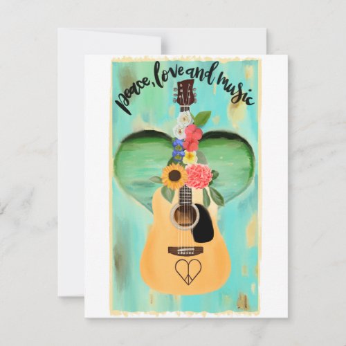 Peace Love and Music Note Card