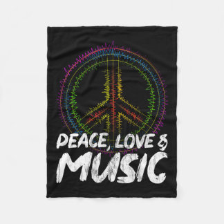 Peace Love And Music Peace Fleece Blanket