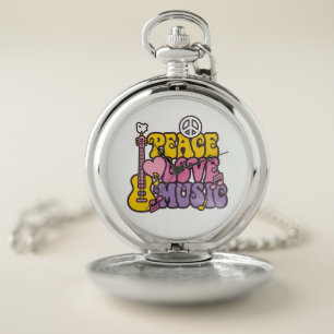Peace, Love, And Music Pocket Watch