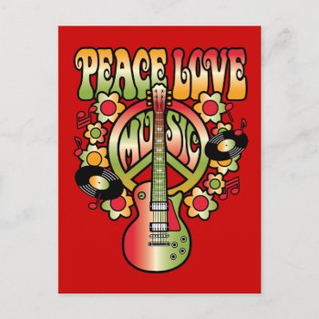 Peace Love And Music Postcard by PeaceLoveWorld at Zazzle