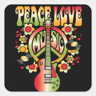 Peace Love and Music Square Sticker