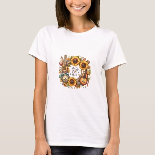 Peace love and music T_Shirt