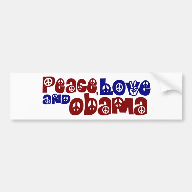 Peace Love And Obama Bumper Sticker (Front)