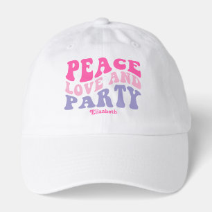 Peace Love and Party Groovy Retro Bachelorette Hat