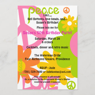 Peace, Love and Party Invitation