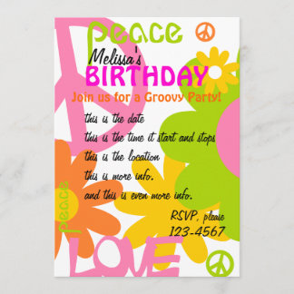 Peace, Love and Party Invitation