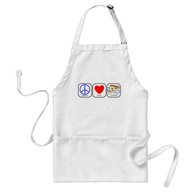 Peace, Love, and Pepperoni Pizza Adult Apron (Front)