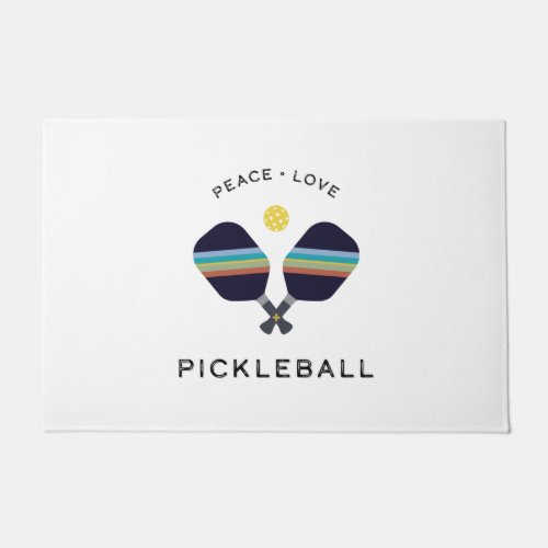 Peace Love and Pickleball Striped Paddles Doormat