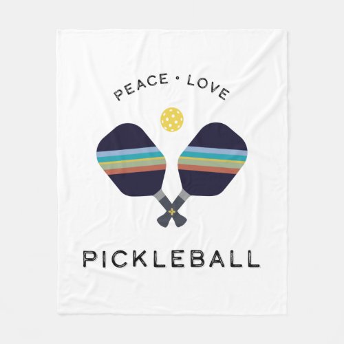 Peace Love and Pickleball Striped Paddles Fleece Blanket