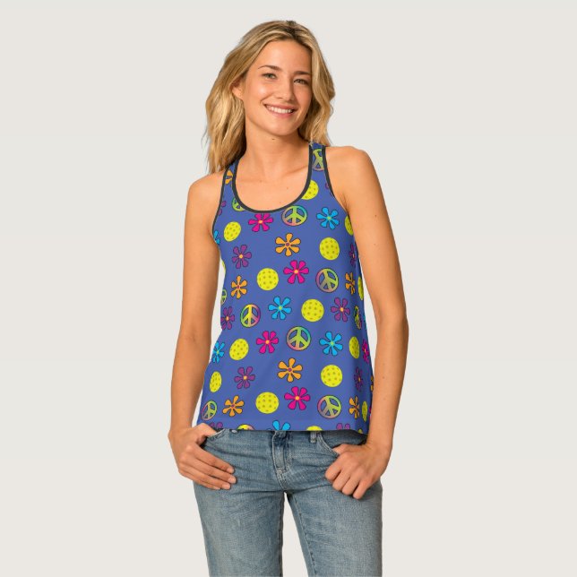Peace Love and Pickleball  Tank Top (Front Full)