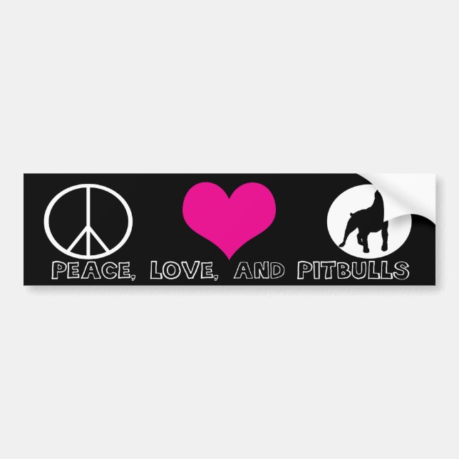Peace, Love, and Pit Bulls Bumper Sticker (Front)