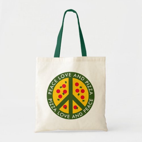 Peace love and pizza cute Italian food symbol Tote Bag