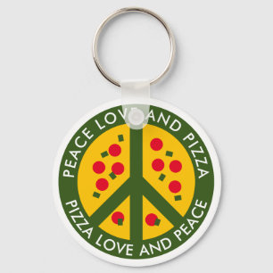 Peace Love and Pizza funny custom pizzeria name Keychain