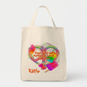 Peace Love and Popsicles-Grocery Tote Bag