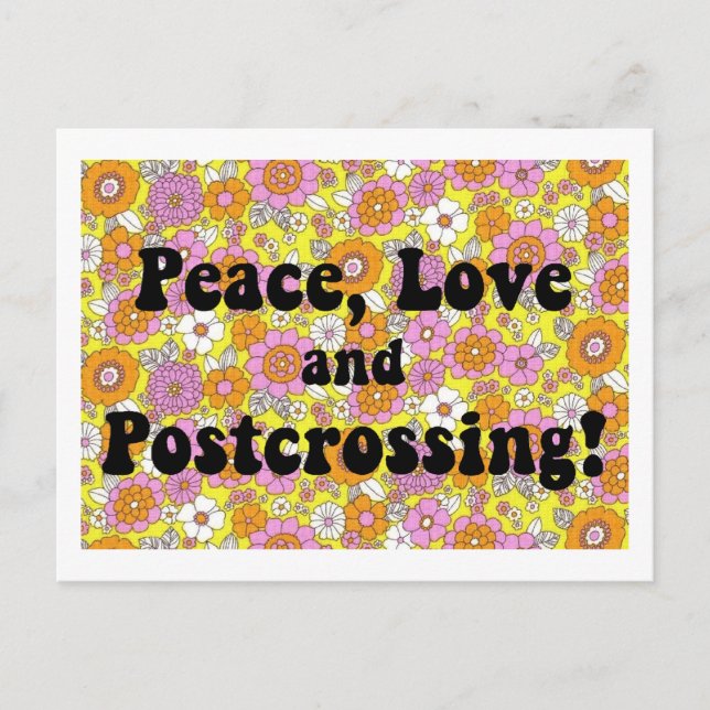 Peace, Love and Postcrossing! Groovy Postcard (Front)
