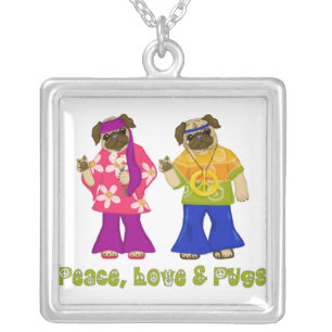 Peace, Love and Pugs Necklace