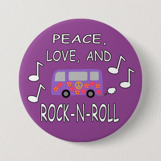 Peace Love and Rock-N-Roll Bus Pinback Button