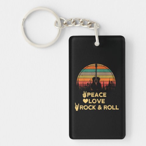 Peace Love and Rock N Roll Keychain